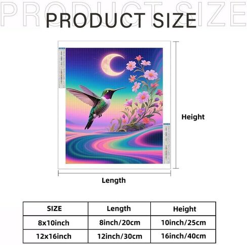 yvkew 5d diamond Painting Beauty Beauty Bird Leaff Project Project Action Movie Complyist Abstract Style Canvas Canvas Material Colorful Hommingbird بالقرب من Flower Flower in Saudi Arabia