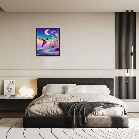 yvkew 5d diamond Painting Beauty Beauty Bird Leaff Project Project Action Movie Complyist Abstract Style Canvas Canvas Material Colorful Hommingbird بالقرب من Flower Flower in Saudi Arabia