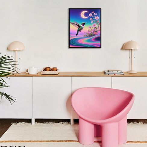 yvkew 5d diamond Painting Beauty Beauty Bird Leaff Project Project Action Movie Complyist Abstract Style Canvas Canvas Material Colorful Hommingbird بالقرب من Flower Flower in Saudi Arabia
