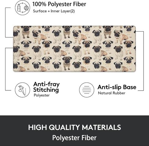 Pug Dog Pattern Gaming Mouse Pad ، لوحة الماوس ، حصيرة المكتب ، قاعدة مطاطية غير قابلة للانزلاق Mousepads لأجهزة الكمبيوتر الخاصة بمدرسة الكمبيوتر المحمول. in Kuwait