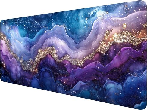 Marble Mouse Pad Fantasy Ink Painting Purple Blue Glitter Large Gaming Mouse Mat with Stitched Edges,Non-Slip Waterproof Rubber Base Mouse Mat Office Computer Keyboard Laptop Home 31.5"x11.8" in Saudi Arabia