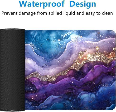 Marble Mouse Pad Fantasy Ink Painting Purple Blue Glitter Large Gaming Mouse Mat with Stitched Edges,Non-Slip Waterproof Rubber Base Mouse Mat Office Computer Keyboard Laptop Home 31.5"x11.8" in Saudi Arabia