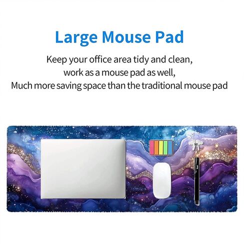 Marble Mouse Pad Fantasy Ink Painting Purple Blue Glitter Large Gaming Mouse Mat with Stitched Edges,Non-Slip Waterproof Rubber Base Mouse Mat Office Computer Keyboard Laptop Home 31.5"x11.8" in Saudi Arabia
