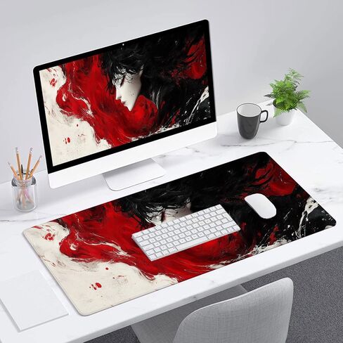 الرخام الماوس PAD Fantasy Ink Painting Purple Blue Glitter Mate Mouse Mouse مع حواف مخيط ، قاعدة مطاطية مقاومة للماء ، لوحة مفاتيح كمبيوتر محمول كمبيوتر محمول 31.5 "x11.8" in Kuwait