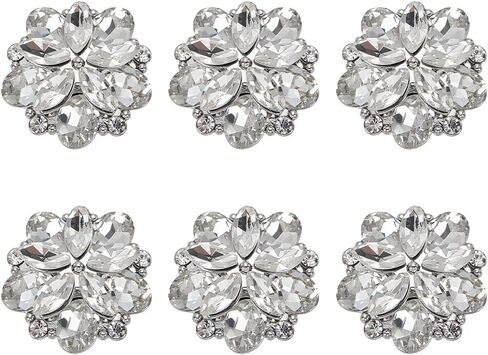 FINGERINSPIRE 6 PCS Shiny Flower Rhinestone Buttons 0.87inch Glass Rhinestone Shank Buttons Platinum Crystal Sew On Button with 1-Hole Jewelry Decoration for Craft Wedding Party Clothes Embellishment in Saudi Arabia