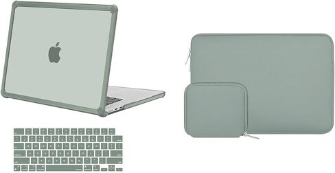 Moseso متوافق مع MacBook Air Case 15 بوصة 2025-2023 M4 A3241 M3 A3114 M2 A2941 ، قذيفة صلبة مضاد للرسوم مع TPU المصد وغطاء لوحة المفاتيح وحقيبة الأكمام النيوبريني ، أخضر الزمرد والأخضر العتيقة in Saudi Arabia