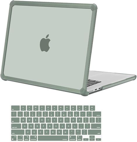 Moseso متوافق مع MacBook Air Case 15 بوصة 2025-2023 M4 A3241 M3 A3114 M2 A2941 ، قذيفة صلبة مضاد للرسوم مع TPU المصد وغطاء لوحة المفاتيح وحقيبة الأكمام النيوبريني ، أخضر الزمرد والأخضر العتيقة in Saudi Arabia