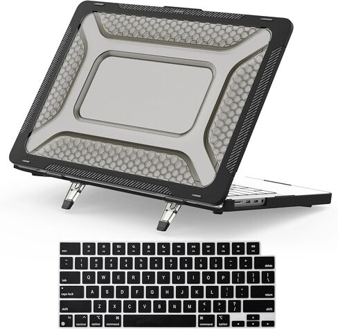 Case Compatible with MacBook Air 15 inch Case 2025 2024 2023, Anti-Scratching Protective Hard Shell Cover with Folding Stand & Keyboard Cover for M4 M3 M2 A3241, A3114, A2941 Black in Saudi Arabia