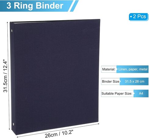 PATIKIL A4 Size 3 Ring Binder,2Pcs 1 Inch Round Ring Durable Linen Hardcover Binder Fit for 8.5" x 11" Paper Recipe Photo Office, Sky Blue in Saudi Arabia