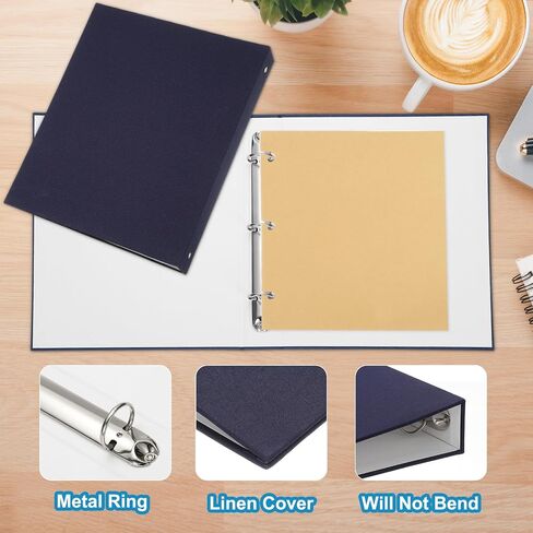 PATIKIL A4 Size 3 Ring Binder,2Pcs 1 Inch Round Ring Durable Linen Hardcover Binder Fit for 8.5" x 11" Paper Recipe Photo Office, Sky Blue in Saudi Arabia