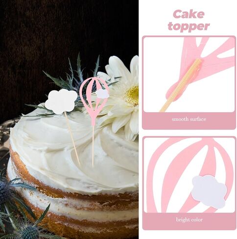 Gadpiparty 60 PCS Air Air Balloon Cake Toppers: Cupcake Cupcake ملون للاستحمام الطفل ، عيد ميلاد ، زخارف حفلات السفر - آمنة للكعك والكعك والفواكه والحلويات in Saudi Arabia
