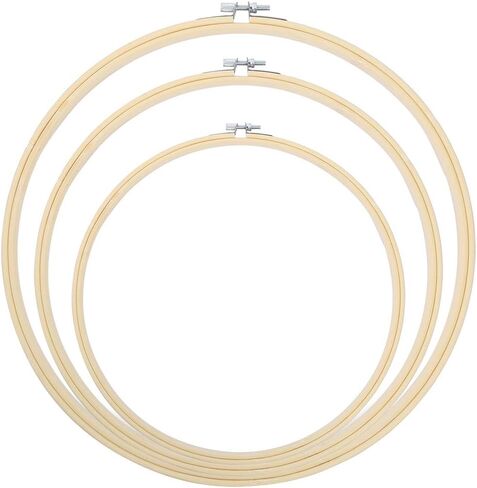 Caydo 3 Size Embroidery Hoops Big Size 8 inch, 10 inch, 12 inch Wooden Round Adjustable Bamboo Circle Cross Stitch Hoop Ring for Art Craft Handy Sewing in Saudi Arabia