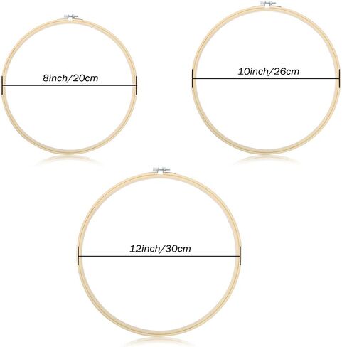 Caydo 3 Size Embroidery Hoops Big Size 8 inch, 10 inch, 12 inch Wooden Round Adjustable Bamboo Circle Cross Stitch Hoop Ring for Art Craft Handy Sewing in Saudi Arabia