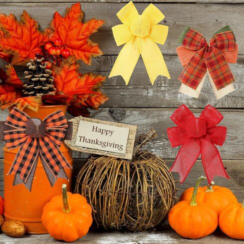 Whaline 10 Rolls 50 Yard Fall Plaid Burlap Ribbon 2 Inch Decorative Wrapping Ribbon for Autumn Thanksgiving DIY Crafts Bow Wreath Making Supplies in Kuwait