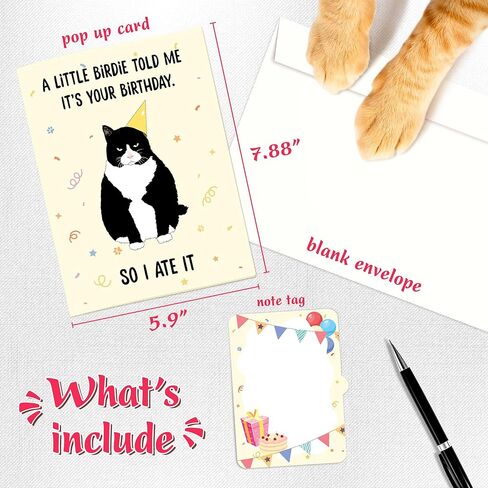 4BO Black Cat Pop Up Birthday Card, Funny Cat Birthday Card, Handmade Greeting Cards for Cat Lovers, 3D Greeting Card, Fun Birthday Gifts Card for Women, Men in Saudi Arabia