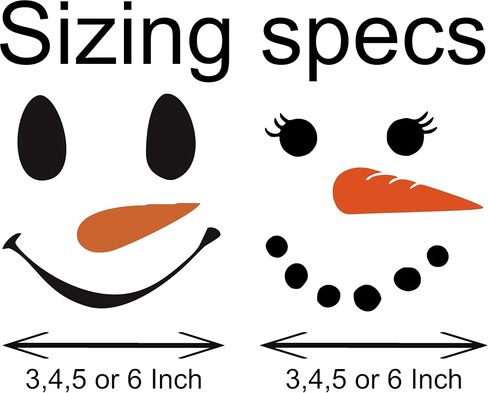 Snowman Face Vinyl Secal Sticker Christmas Decorations Wall Scals Window Scal Glass Snowman Face Art (Combo Pack ، 3 Inch) in Saudi Arabia