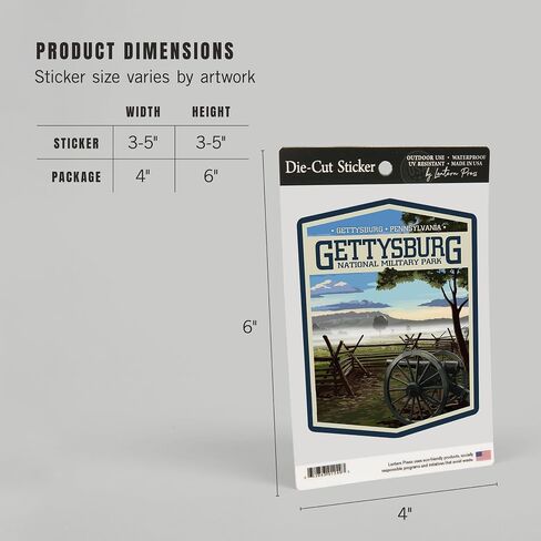 Die Cut Sticker Gettysburg National Military Park ، بنسلفانيا ، ميدان المعركة الضبابي ، ملصق فينيل من 3 إلى 6 بوصات ، (شارات مقاومة للماء للسيارات ، زجاجات المياه ، أجهزة الكمبيوتر المحمولة ، المبردات) ، كبيرة in Saudi Arabia