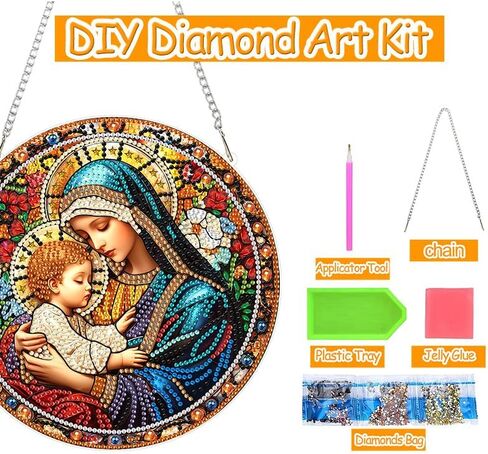 Cute Bird Diamond Painting Hanging Pendant Kit, 5D DIY Acrylic Crystal Special Shaped Window Garden Animal Diamond Art Ornament for Adult (ZD09) in Saudi Arabia