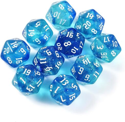 10pcs polyhedral d20 dice set 20mm acrylic dice double colors 20 side game dice for rpg mtg dnd table games (Green Purple) in Kuwait