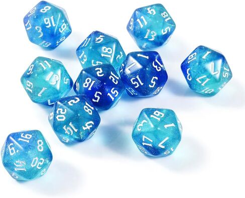 10pcs polyhedral d20 dice set 20mm acrylic dice double colors 20 side game dice for rpg mtg dnd table games (Green Purple) in Kuwait