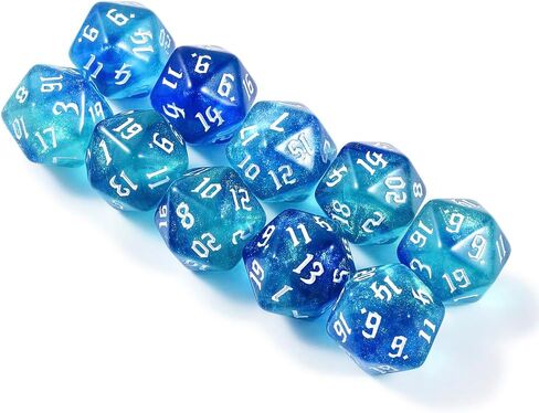 10pcs polyhedral d20 dice set 20mm acrylic dice double colors 20 side game dice for rpg mtg dnd table games (Green Purple) in Kuwait