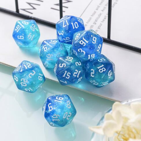 10pcs polyhedral d20 dice set 20mm acrylic dice double colors 20 side game dice for rpg mtg dnd table games (Green Purple) in Kuwait