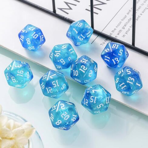 10pcs polyhedral d20 dice set 20mm acrylic dice double colors 20 side game dice for rpg mtg dnd table games (Green Purple) in Kuwait
