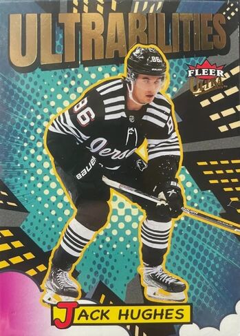 2021-22 Upper Deck Fleer Ultra Ultrailities Jack Hughes Devils Card #UB-18 in Saudi Arabia