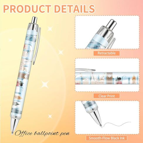 24 PCS London Point Pens ، British تحت عنوان Ballpoort Pens Ink Black Ink في 6 تصميمات مميزة للمدينة ، هدايا التذكارية للمسافرين المراهقين للطلاب in Kuwait