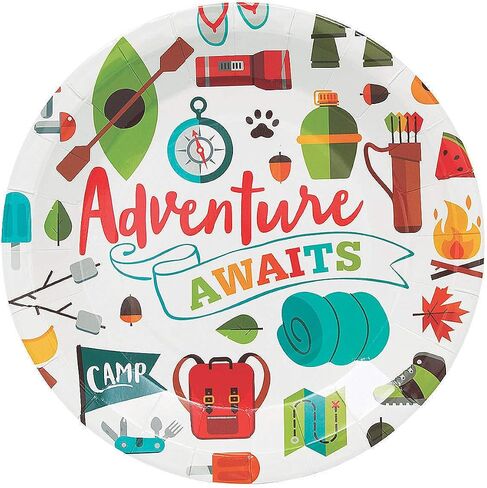Fun Express Adventure Awaits Camp Party Dinner Plates - Perfect for Outdoor Themes, VBS, and Camping Celebrations - Fun Supplies for Any Occasion - 8 Pieces in Saudi Arabia