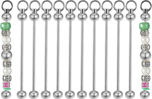 10 Pcs Beadable Keychain Bars, Metal Beaded Blank Keychain Strips for Pendant DIY Crafts Jewelry Making (Silver) in Saudi Arabia