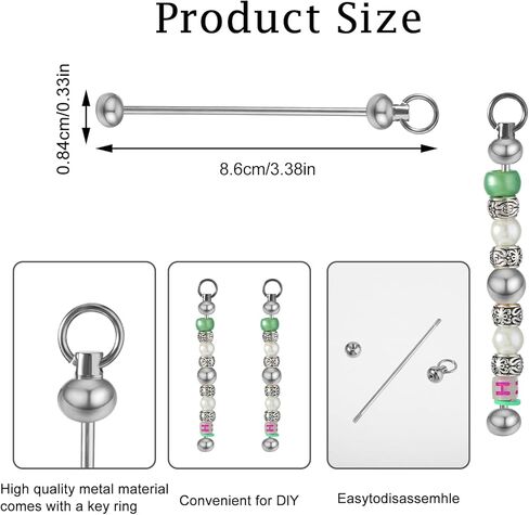 10 Pcs Beadable Keychain Bars, Metal Beaded Blank Keychain Strips for Pendant DIY Crafts Jewelry Making (Silver) in Saudi Arabia