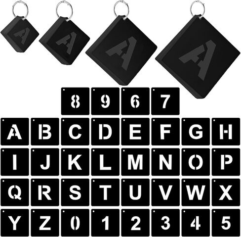 144 Pcs Letter and Number Stencils 4 Sizes Reusable Plastic Alphabet Number Templates Set Black DIY Art Craft Kits for Painting on Wall Door Sign Wood Fabric in Saudi Arabia