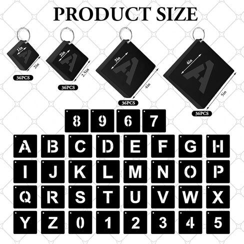 144 Pcs Letter and Number Stencils 4 Sizes Reusable Plastic Alphabet Number Templates Set Black DIY Art Craft Kits for Painting on Wall Door Sign Wood Fabric in Saudi Arabia