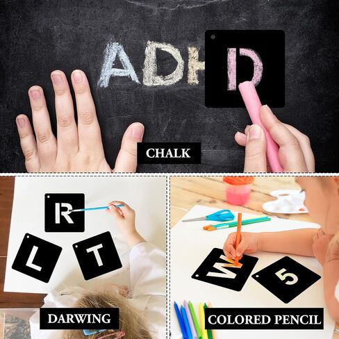 144 Pcs Letter and Number Stencils 4 Sizes Reusable Plastic Alphabet Number Templates Set Black DIY Art Craft Kits for Painting on Wall Door Sign Wood Fabric in Saudi Arabia