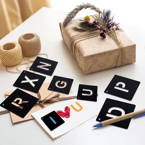 144 Pcs Letter and Number Stencils 4 Sizes Reusable Plastic Alphabet Number Templates Set Black DIY Art Craft Kits for Painting on Wall Door Sign Wood Fabric in Saudi Arabia