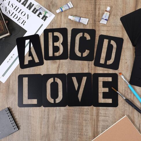 3 Inch Letter Stencils Numbers Craft Stencil, 42Pcs Alphabet Letter Stencils for Painting Reusable Plastic Spray Paint Stencil Templates for Drawing on Wall, Wood, Fabric, Signage, Door Porch in Saudi Arabia