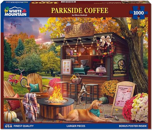 White Mountain Parkside Coffee Puzzle 1000 Piece Fall Jigsaw Puzzles for Adults and Women in Saudi Arabia