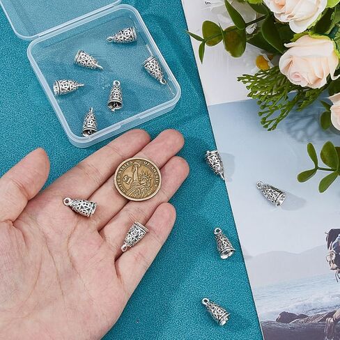 12pcs تبكيت على غرار المعلقات أجراس الرياح أجراس الجرس المصغرة سحر الجرس الفضي التبتي المعلقات لديكور مجوهر in Saudi Arabia