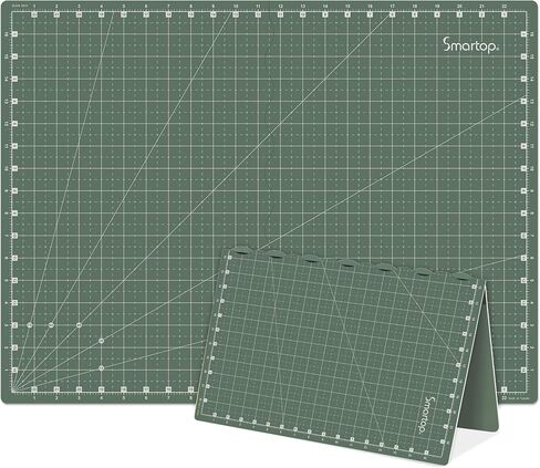 Smartop 24 "x18" شفاء ذاتي 3 حصيرة قطع طي ، غير انزلاق غير عاكسة ، كبيرة للحرف اليدوية ، خياطة خياطة ، قصاصات Molandi Green (Molandi Green) in Kuwait