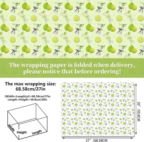 Martini Cocktail Cups Wrapp Wrappe - 12 ورقة من الأظافر Martini Gift Paper 6 Design Martinis Green Bow Pattern Paper for tini bit Brada Party Party Bridal Wedding Wedding 20 'x 27' ' in Saudi Arabia