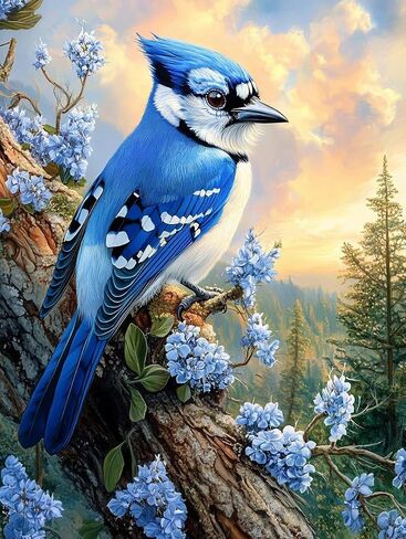 5D The Blue Jay Diamond Art 12x16 inch مجموعات الطلاء الماس الكاملة للحفر للبالغين والمبتدئين - الحرف الفنية DIY للاسترخاء وديكور الجدار المنزلي 1 in Saudi Arabia