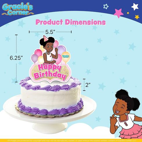 Gracie's Corner مخصص عيد ميلاد سعيد الكعكة توبيبر ، مثالية لحفلات الأطفال (الوردي متعدد الألوان) in Kuwait