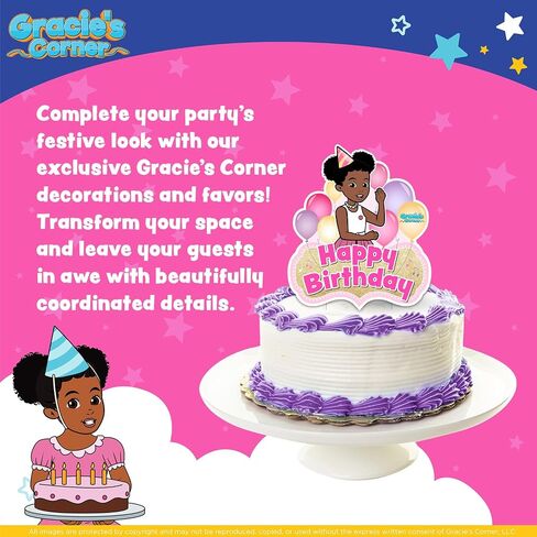 Gracie's Corner مخصص عيد ميلاد سعيد الكعكة توبيبر ، مثالية لحفلات الأطفال (الوردي متعدد الألوان) in Kuwait
