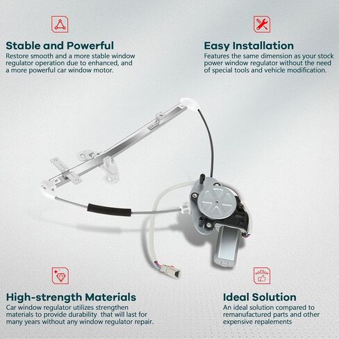 FINDAUTO Power Window Regulator w/Motor Rear Left Driver Side fits 2001-2005 For Honda Civic 741-744 in Kuwait
