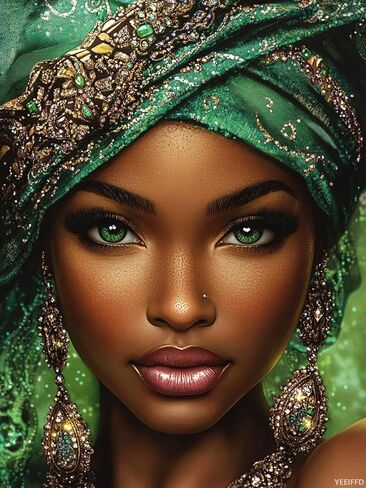 5D Beautiful Women African American Diamond Art Full Drill Diamond Painting Kits for Adults Beginners DIY Art Crafts for Relaxation and Home Wall Decor 12x16 inch in Saudi Arabia