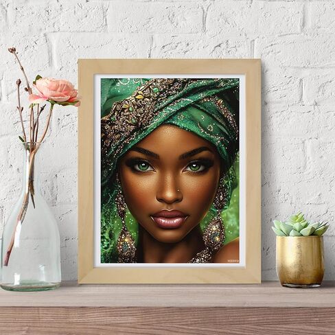 5D Beautiful Women African American Diamond Art Full Drill Diamond Painting Kits for Adults Beginners DIY Art Crafts for Relaxation and Home Wall Decor 12x16 inch in Saudi Arabia
