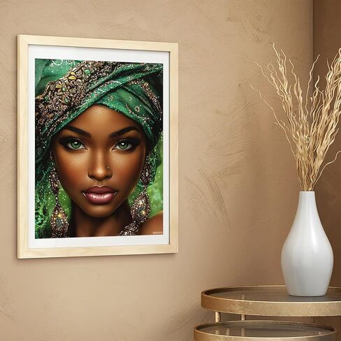 5D Beautiful Women African American Diamond Art Full Drill Diamond Painting Kits for Adults Beginners DIY Art Crafts for Relaxation and Home Wall Decor 12x16 inch in Saudi Arabia