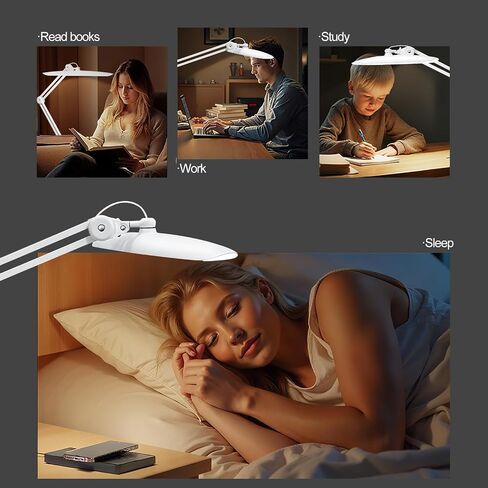 20 "مصباح مكتب LED مع المشبك ، 24W CCT ضوء الظفر قابلة للتعديل قابلة للضبط للمكتب ، 120 LEDS المعادن دوارة النهار لتصبح لتكنولوجيا الأظافر المهندس المعماري المعماري ، أبيض ، أبيض in Saudi Arabia