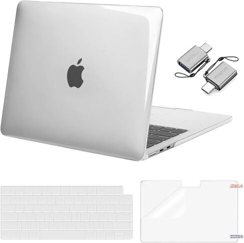 MOSISO Compatible with MacBook Air 13 inch Case 2024 2023 2022 M3 A3113 M2 A2681, Plastic Hard Shell&Keyboard Cover&Screen Film&Type C for MacBook Air 13.6 inch Case&Bag, Crystal Clear&Air Blue in Saudi Arabia